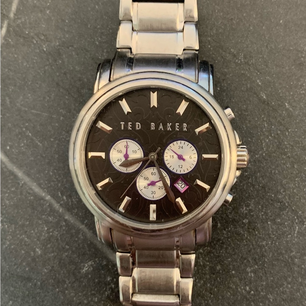 Ted Baker Black and Silver Chronograph Watch